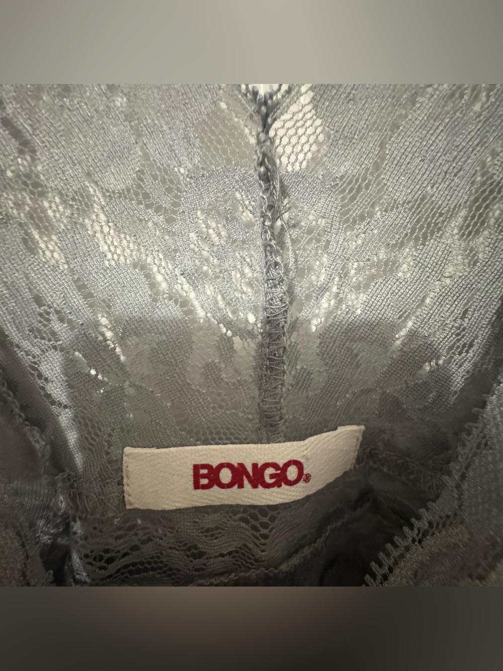 BONGO Y2K Gray Lace Sheer V-Neck Flutter Sleeve Blouse - Picture 4 of 5
